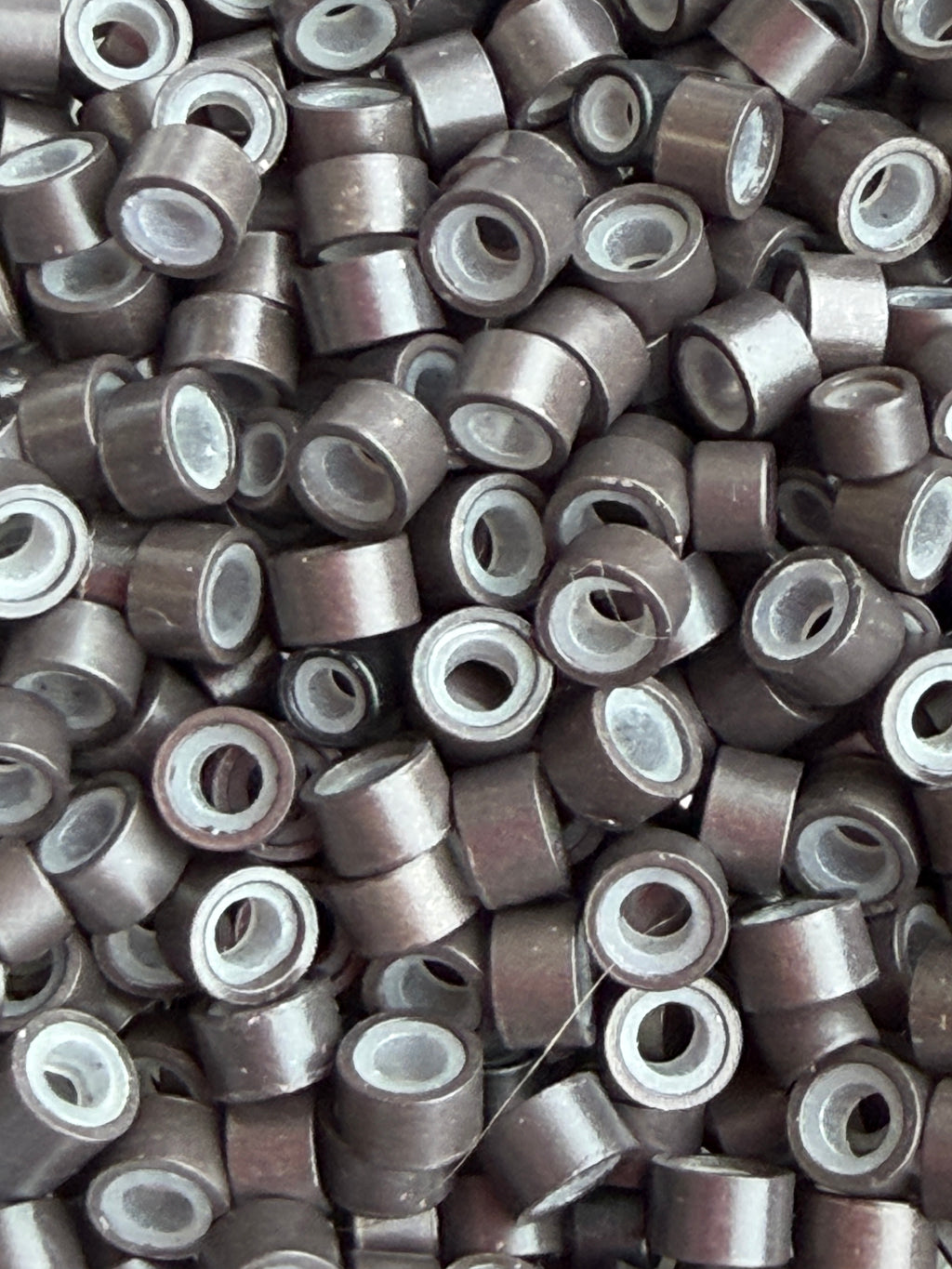 Dark Brown Silicone Lined Aluminum Beads
